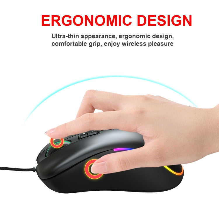 HXSJ J900 6-Button RGB Lighting Programmable Wired Gaming Mouse (White), J900(Black), J900(White)