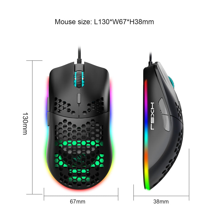 HXSJ J900 6-Button RGB Lighting Programmable Wired Gaming Mouse (White), J900(Black), J900(White)