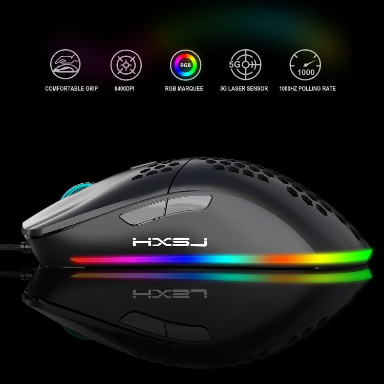 HXSJ J900 6-Button RGB Lighting Programmable Wired Gaming Mouse (White), J900(Black), J900(White)