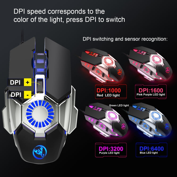 Souris Filaire Gaming HXSJ J700 - Éclairage Coloré et