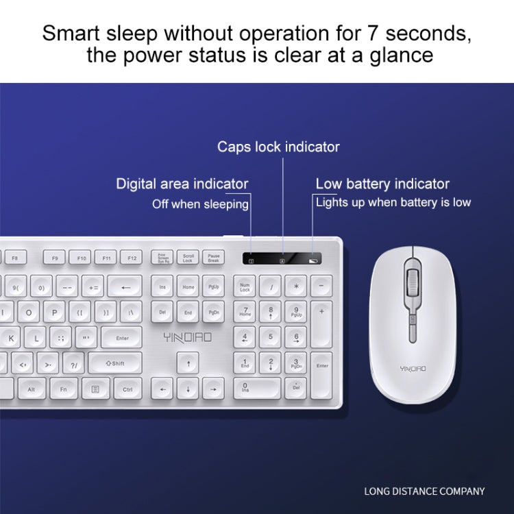 Clavier et souris sans fil silencieux YINDIAO V3 pour PC