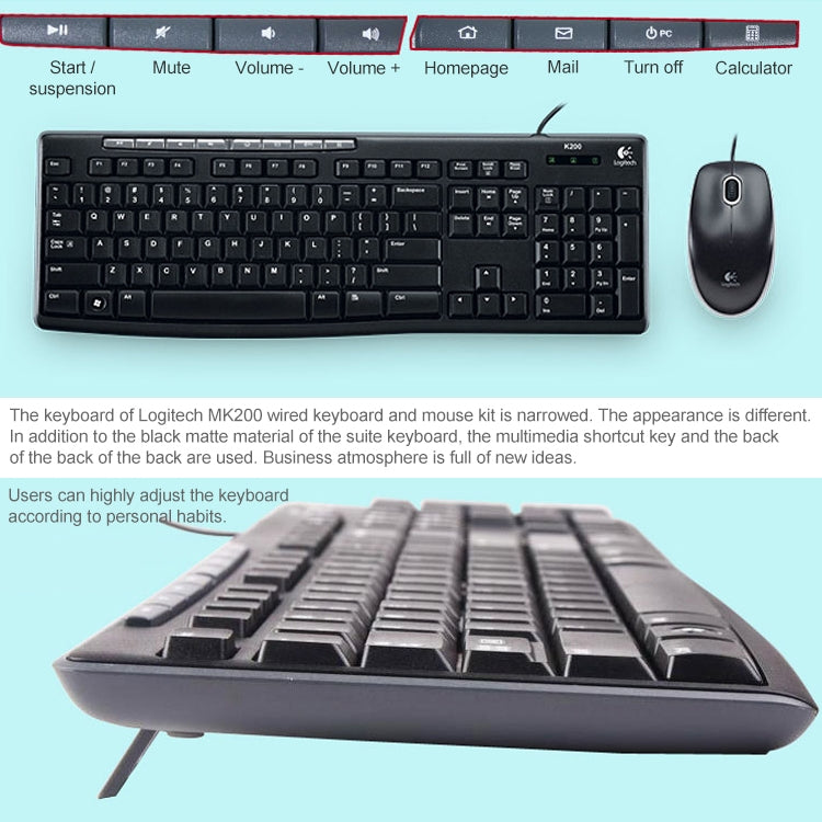 Ensemble clavier et souris gaming Logitech MK200 filaire