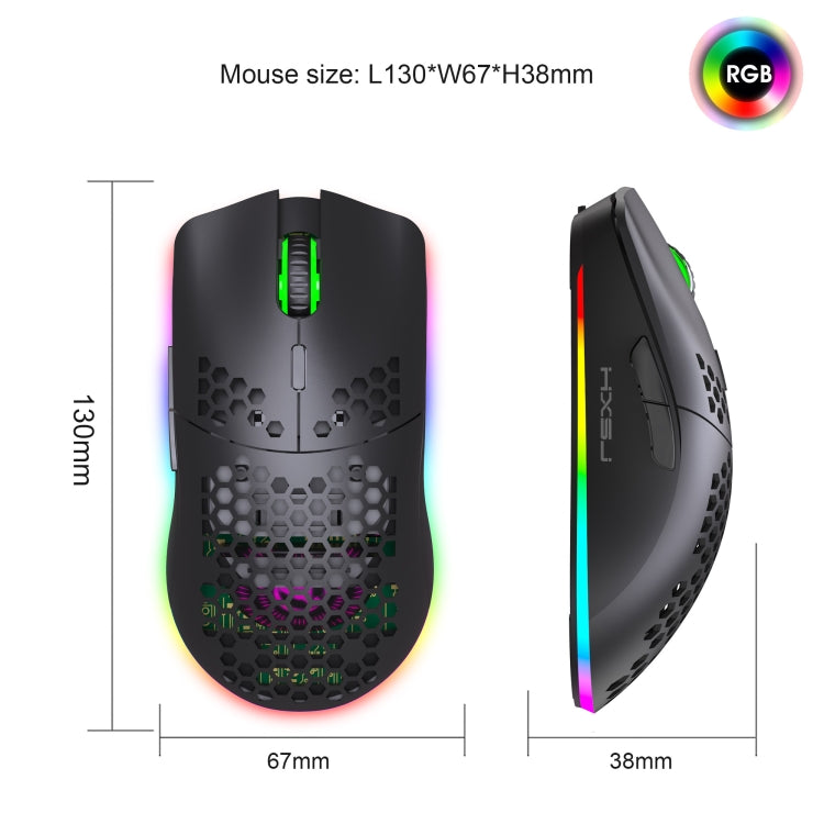 HXSJ T66 Wireless Gaming Mouse - Colorful Lighting and