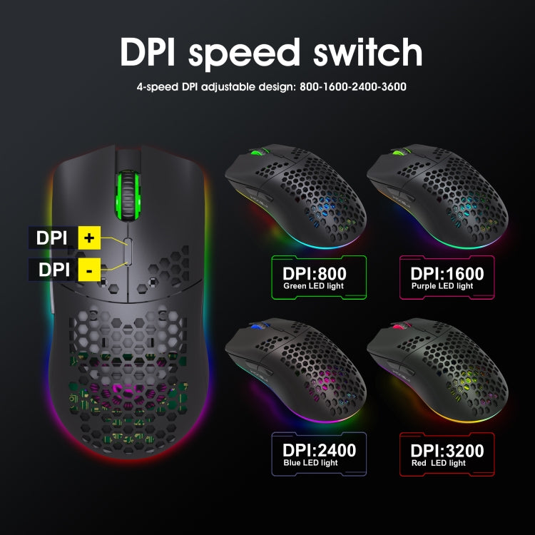 HXSJ T66 Wireless Gaming Mouse - Colorful Lighting and
