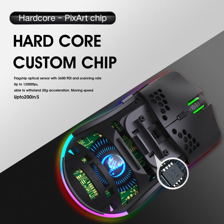HXSJ T66 Wireless Gaming Mouse - Colorful Lighting and