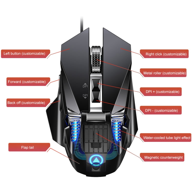 YINDIAO G10 7200DPI RGB Wired Mechanical Gaming Mouse