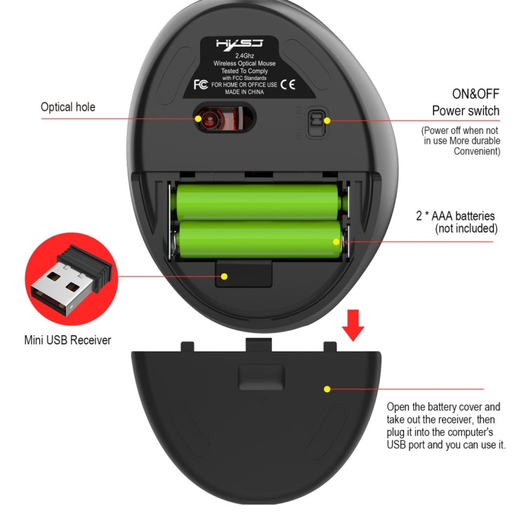 Souris sans fil ergonomique HXSJ T33 pour PC gaming