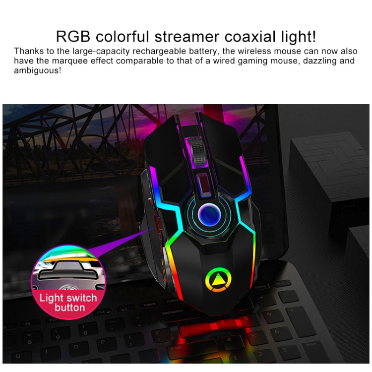 Souris de jeu sans fil YINDIAO A5 RGB 1600 DPI rechargeable