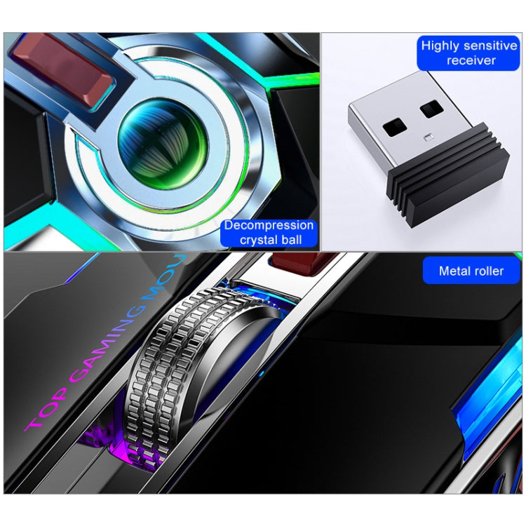 Souris de jeu sans fil YINDIAO A5 RGB 1600 DPI rechargeable
