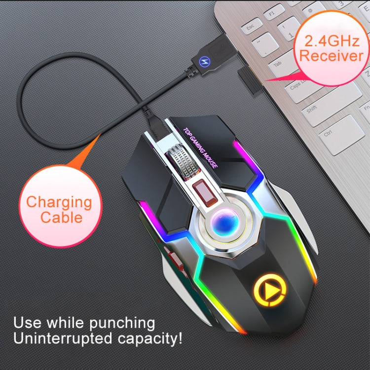 Souris de jeu sans fil YINDIAO A5 RGB 1600 DPI rechargeable