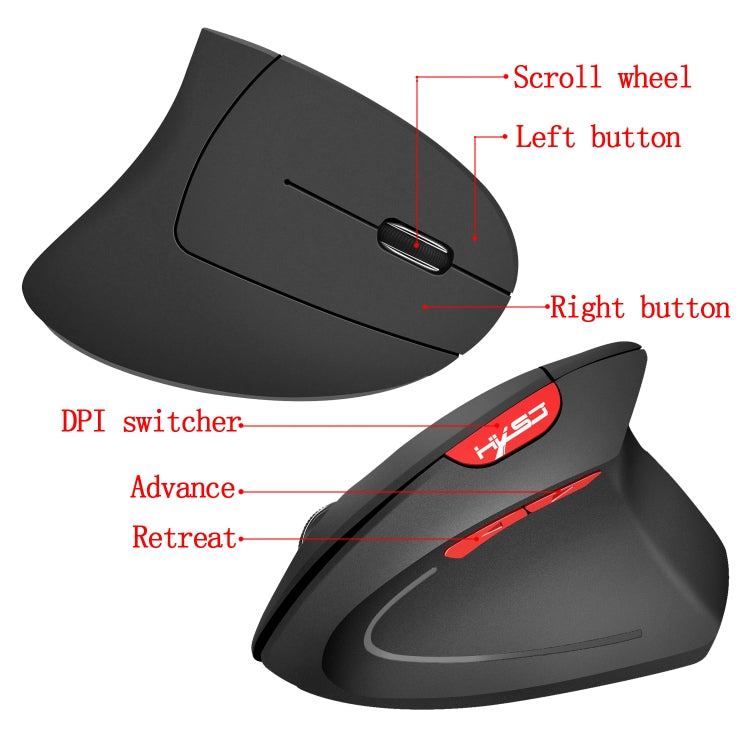 HXSJ T24 2400 DPI Ergonomic Wireless Gaming Mouse