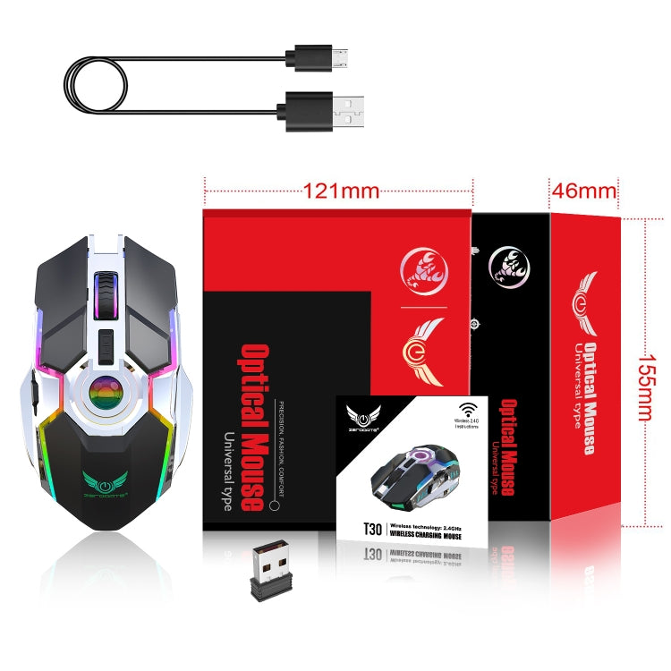 Souris sans fil ZERODATE T30 pour gaming - Rétroéclairage