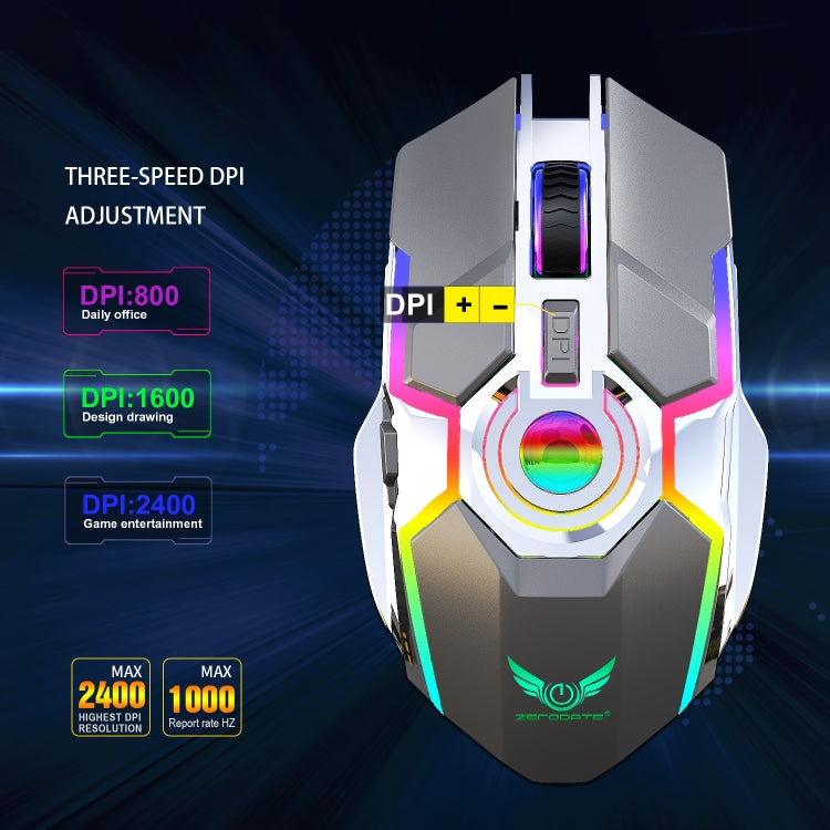 Souris sans fil ZERODATE T30 pour gaming - Rétroéclairage