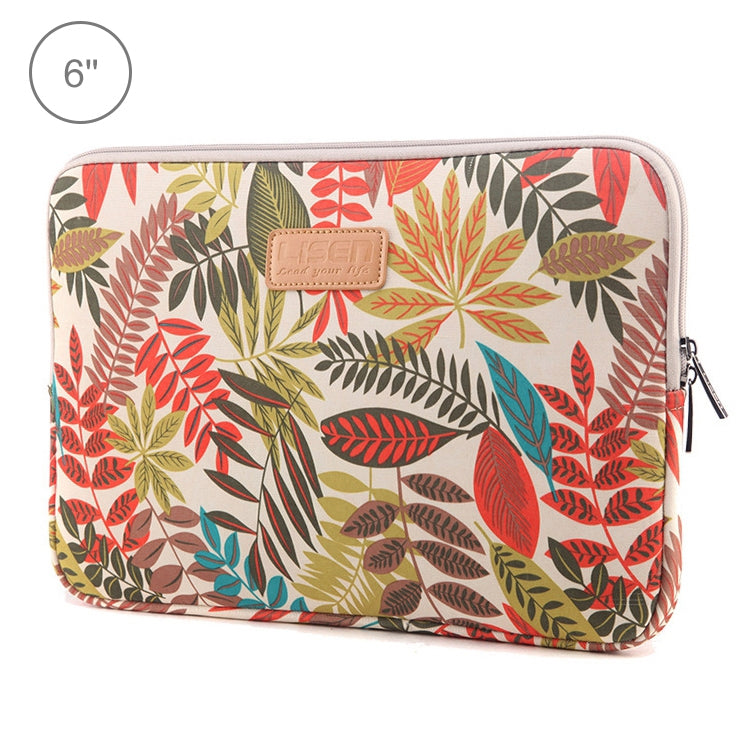 Lisen Étui à manches de 6,0 pouces Sac de transport pour porte-documents à fermeture éclair avec feuilles colorées pour Amazon Kindle, 6.0 inch