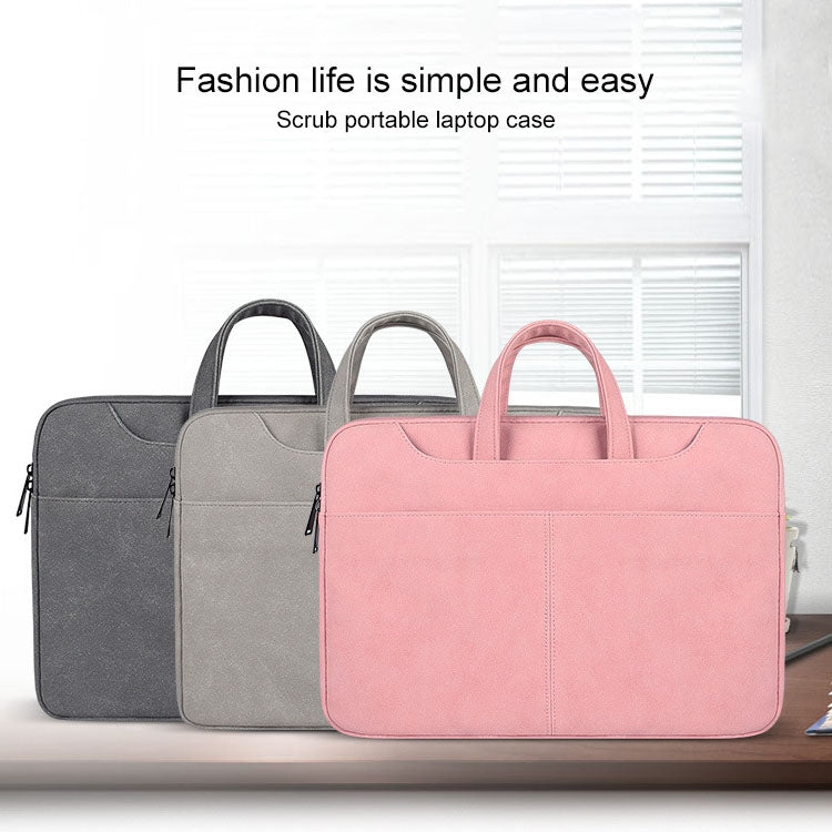 ST06S Waterproof PU Leather Shoulder Bag with Hidden Zipper and Portable Strap for 13.3-inch Laptops, with Magic Stick and Luggage Belt, ST06S 13.3 inch Dark Gray, ST06S 13.3 inch Pink
