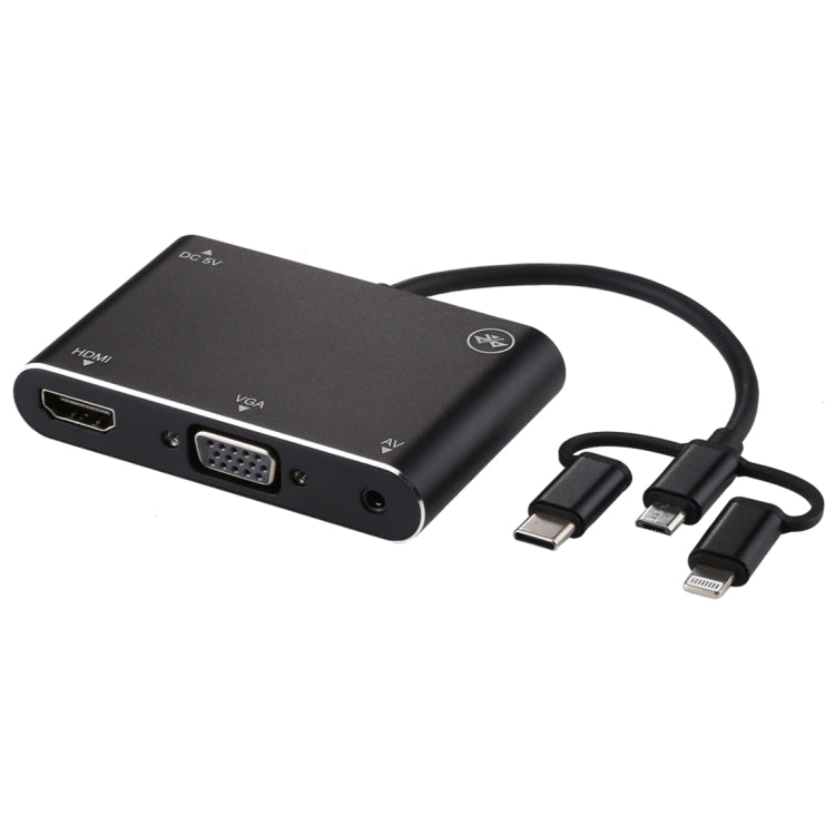 Adaptateur 3 en 1 HD pour PC : HDMI, VGA, Audio, 8 broches