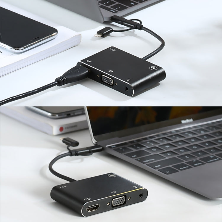 Adaptateur 3 en 1 HD pour PC : HDMI, VGA, Audio, 8 broches