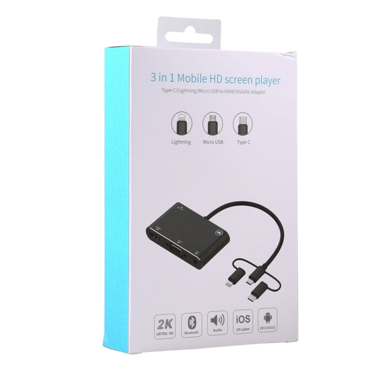 Adaptateur 3 en 1 HD pour PC : HDMI, VGA, Audio, 8 broches