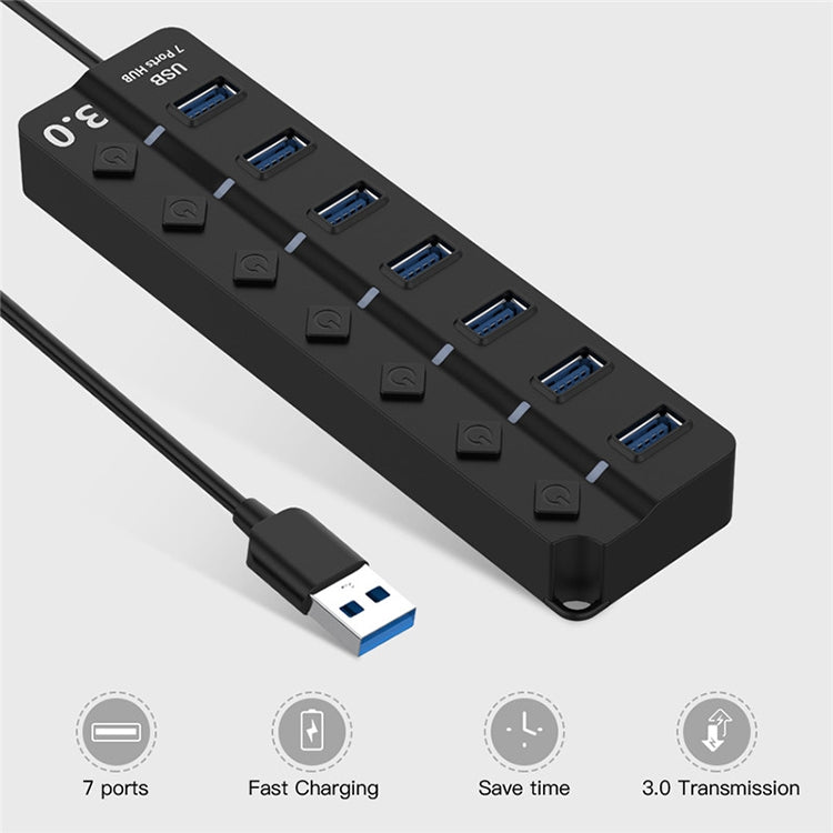 Hub USB 3.0 7 Ports avec Commutateur pour PC et Gaming