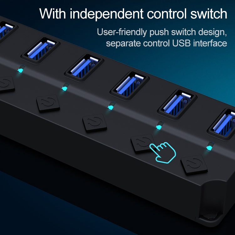 Hub USB 3.0 7 Ports avec Commutateur pour PC et Gaming