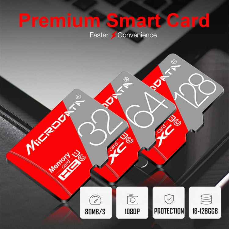 MICRODATA Carte mémoire TF(Micro SD) Classe 10 Rouge et Gris 128 Go, 128GB