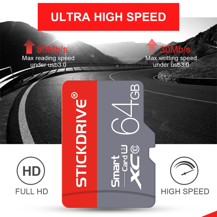 STICKDRIVE 128GB U3 Red and Grey TF (Micro SD) Memory Card, 128GB