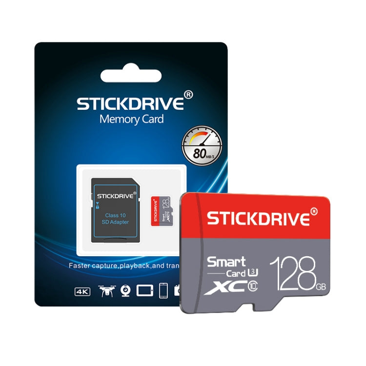 STICKDRIVE 128GB U3 Red and Grey TF (Micro SD) Memory Card, 128GB