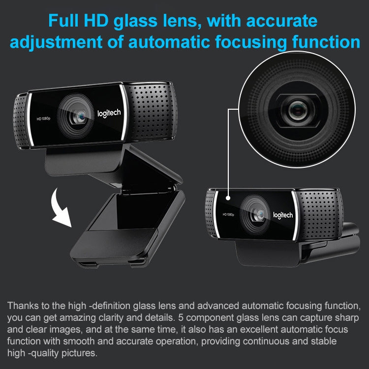 Logitech C922 Pro HD Pro Autofocus Caméra Web 1080P avec webcam intégrée, C922 Pro