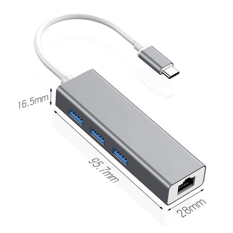 Adaptateur USB-C vers RJ45 et 3 USB 3.0 pour Gaming