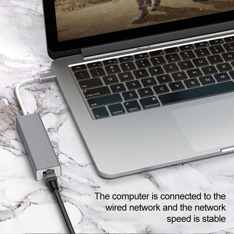 Adaptateur USB-C vers RJ45 et 3 USB 3.0 pour Gaming