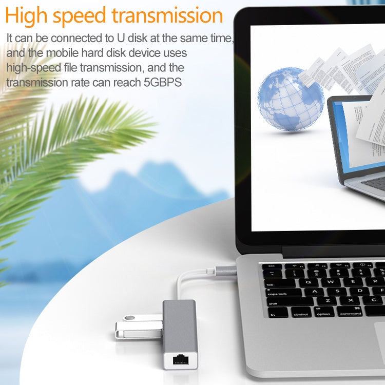 Adaptateur USB-C vers RJ45 et 3 USB 3.0 pour Gaming