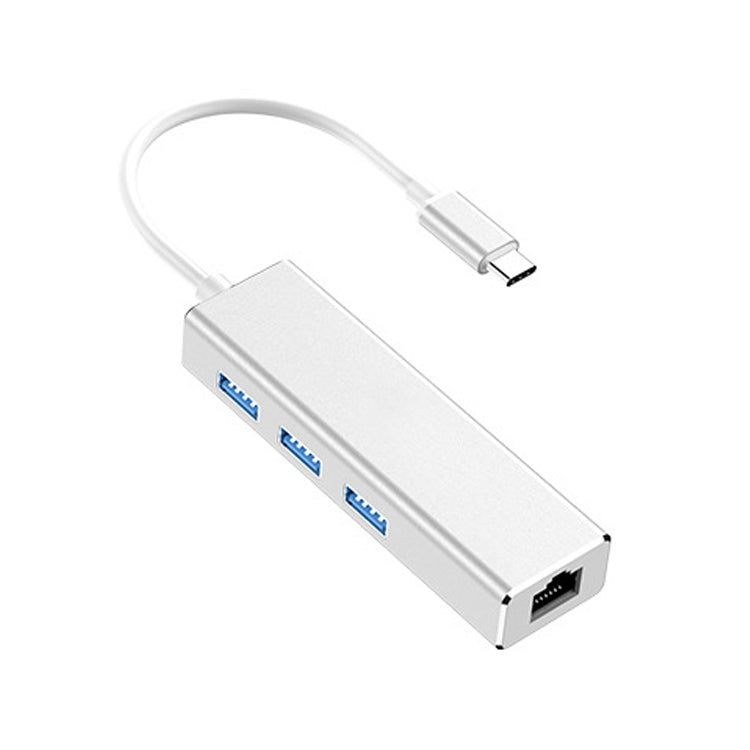 USB-C / Type-C to Gigabit Ethernet RJ45 and 3 x USB 3.0 Adapter Converter HUB, Universal External Tablet Phone, Gigabit Ethernet