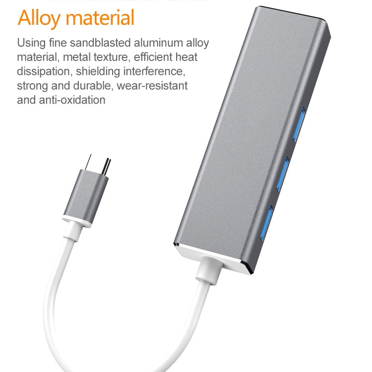 USB-C / Type-C to Gigabit Ethernet RJ45 and 3 x USB 3.0 Adapter Converter HUB, Universal External Tablet Phone, Gigabit Ethernet