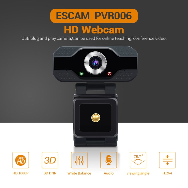 Webcam HD 1080P USB pour PC | ESCAM PVR006 avec Microphone
