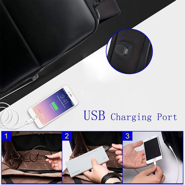 Bopai 751-006431 Sac à bandoulière double antivol étanche et de grande capacité, avec port de chargement USB, taille: 27x16,5x40 cm, 751-006431