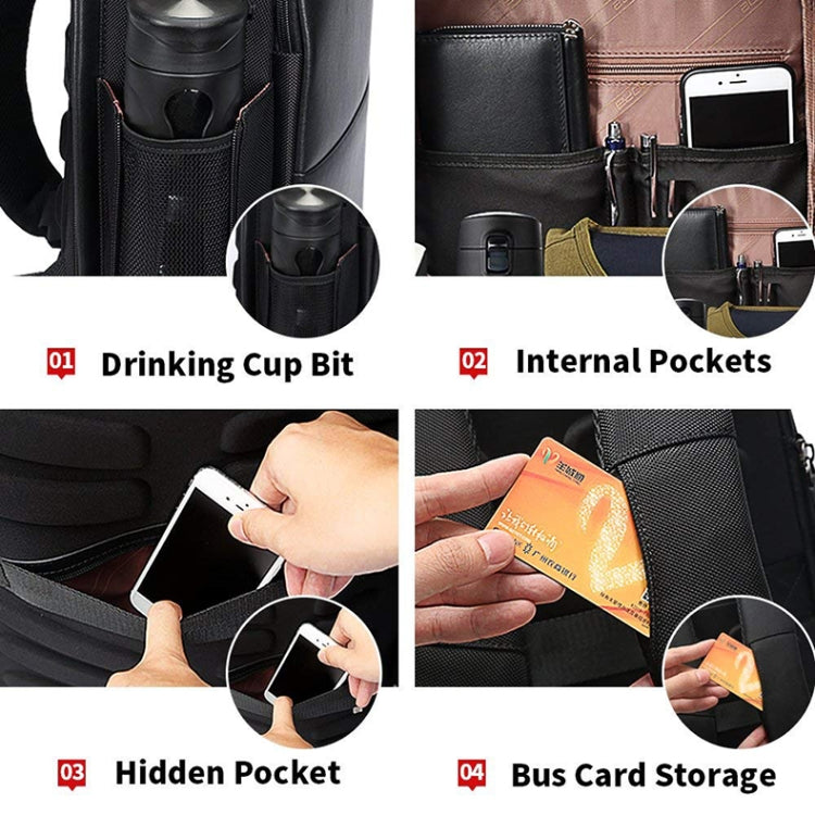 Bopai 751-006431 Sac à bandoulière double antivol étanche et de grande capacité, avec port de chargement USB, taille: 27x16,5x40 cm, 751-006431