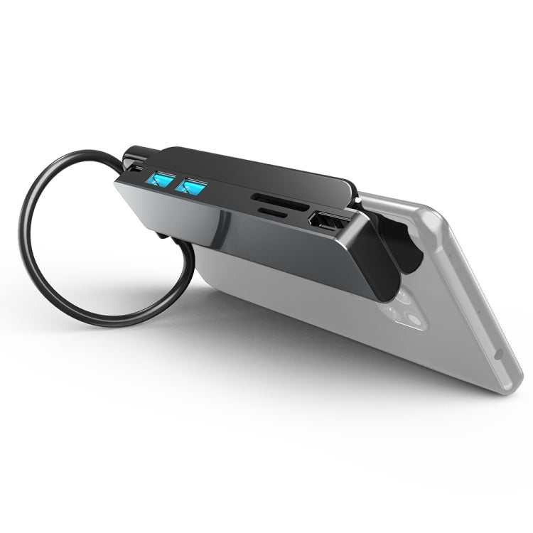 AD-065 6 en 1 USB-C/Type-C vers 4K HDMI + Emplacement pour carte SD/TF + Type-C + 2 USB 3.0 HUB de station d'accueil multifonction de style clip arrière, 6 In 1 Back Clip Style