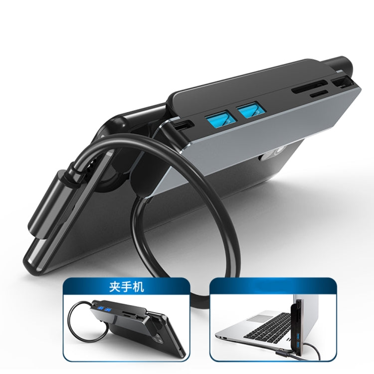 AD-065 6 en 1 USB-C/Type-C vers 4K HDMI + Emplacement pour carte SD/TF + Type-C + 2 USB 3.0 HUB de station d'accueil multifonction de style clip arrière, 6 In 1 Back Clip Style