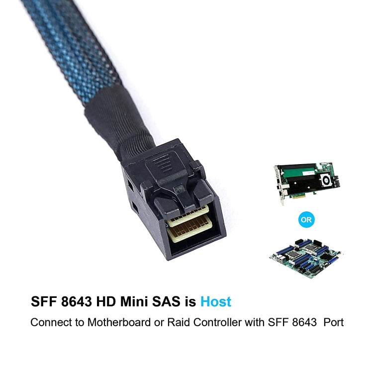 Câble Mini SAS SFF-8643 vers SATA 1m pour serveur gaming