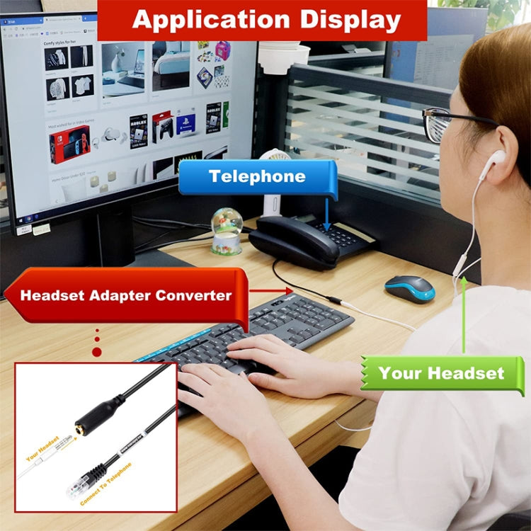 Câble adaptateur 3,5 mm vers RJ9 pour PC et téléphone