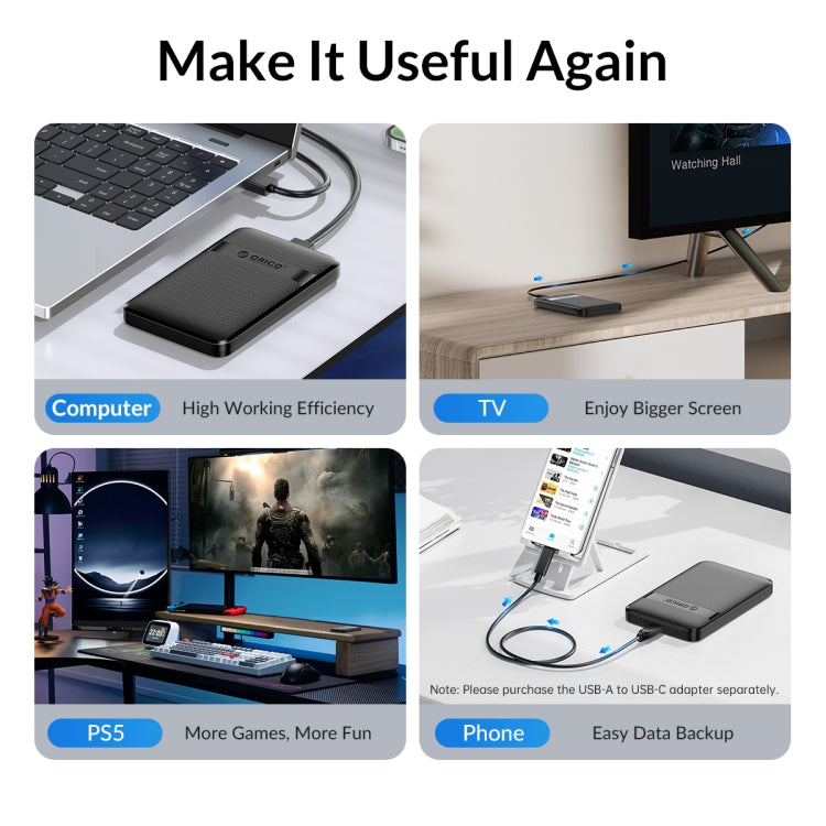 ORICO 2.5" USB 3.0 Hard Drive Enclosure for Gaming PC