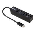 Lecteur de carte TF et SD 2 en 1 + 3 ports USB vers convertisseur HUB USB-C/Type-C, longueur totale : 24 cm., Type-C (Black), Type-C (White)