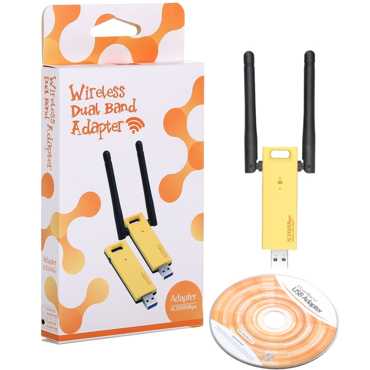 Adaptateur WiFi double bande USB 3.0 AC1200Mbps 2.4GHz et 5GHz, carte réseau externe avec 2 antennes externes, AC1200Mbps USB 3.0