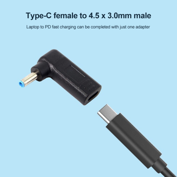 Connecteur adaptateur coudé USB-C / Type-C femelle vers prise mâle 4,5 x 3,0 mm, 4.5 x 3.0mm Elbow Black, 4.5 x 3.0mm Elbow Blue