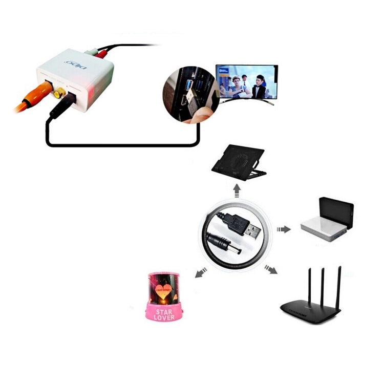 USB to DC 5.5mm Power Cable for Gaming 1.5m