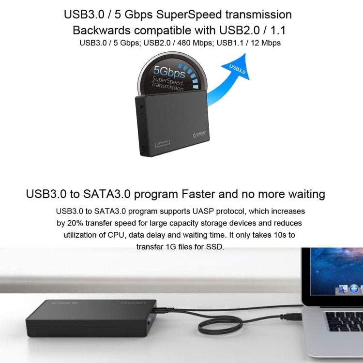 Boîtier de stockage USB-C pour SSD/HDD 2.5/3.5 pouces