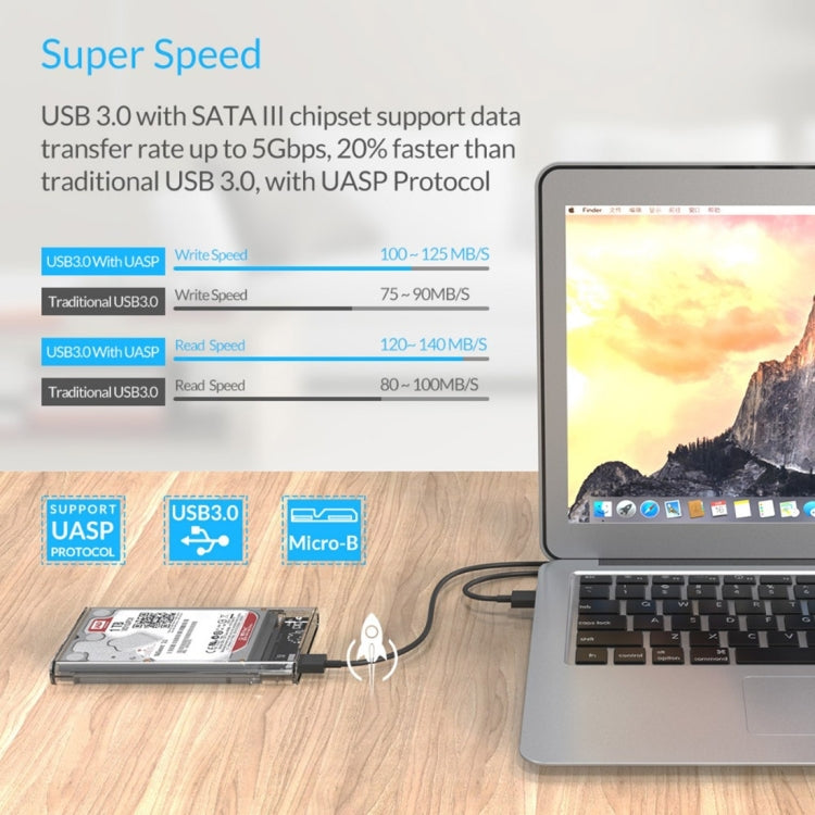 Boîtier Disque Dur Externe USB 3.0 Transparent 2.5" SATA