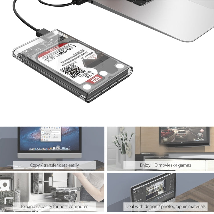Boîtier Disque Dur Externe USB 3.0 Transparent 2.5" SATA