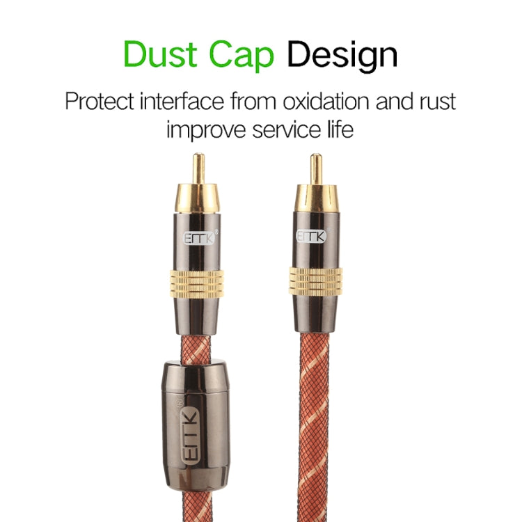 EMK TZ/A 8m OD8.0mm Gold-Plated Metal Head RCA to RCA Digital Coaxial Interconnect Audio/Video RCA Cable, Length: 8m