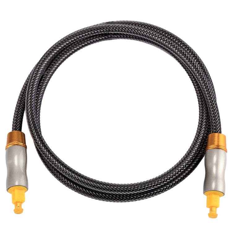 Câble Audio optique numérique Toslink mâle à mâle, ligne tissée à tête métallique plaquée or, 1m OD6.0mm, Length: 1m
